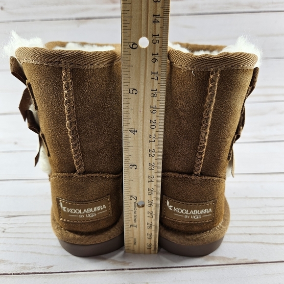 Koolaburra UGG Victoria Toddler Girls Size 7 Chestnut Suede Sheepskin Short Boot - Picture 5 of 11